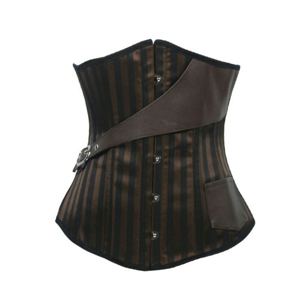 Brown Striped Steampunk Corset - Underbust